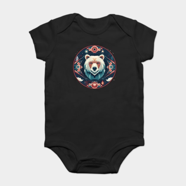 Grizzly Bear in Ornmament , Love Bears Baby Bodysuit by logiamerch